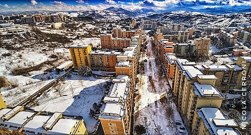 Potenza, vista panoramica della città in inverno