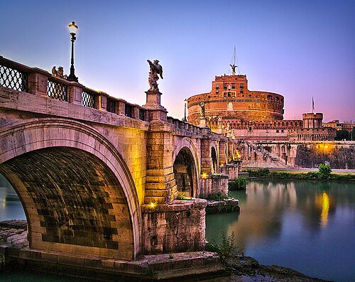 Roma, Ponte e Castel Sant'Angelo al crepuscolo