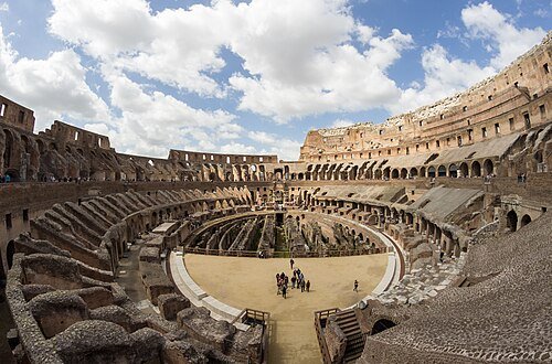 Scorcio del Colosseo e dell'arena di Roma