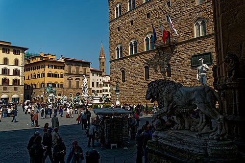 Firenze, Piazza della Signoria, ingresso Palazzo Vecchio