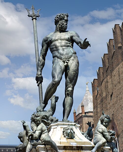 Fontana del Nettuno in Piazza Maggiore a Bologna, opera di Giambologna realizzata tra il 1563 e il 1566